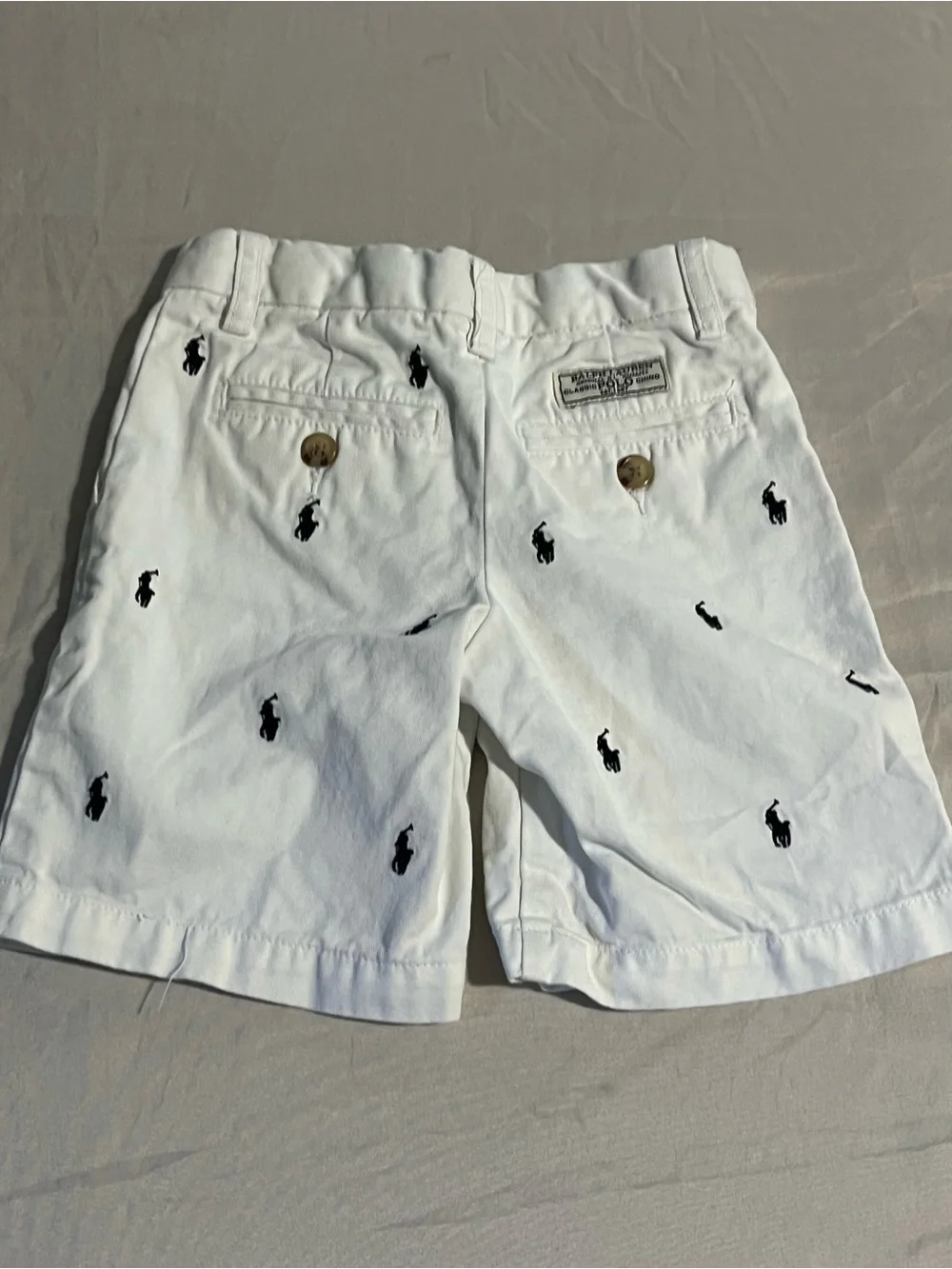 Ralph Lauren White Shorts with Navy Logo Tag Boys Size 4T